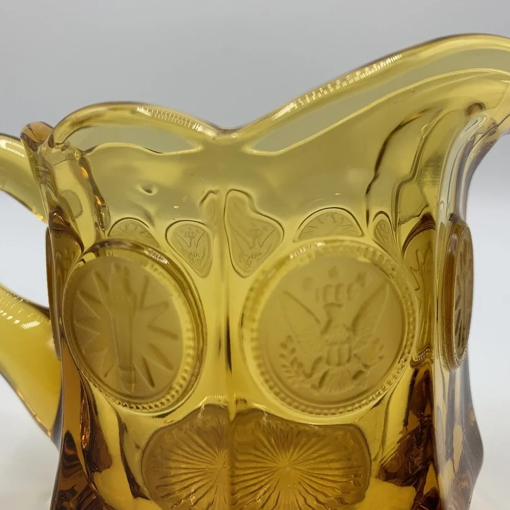 Vintage Amber Fostoria Coin Glass Creamer Pitcher Home Table Decor Elegant Glass